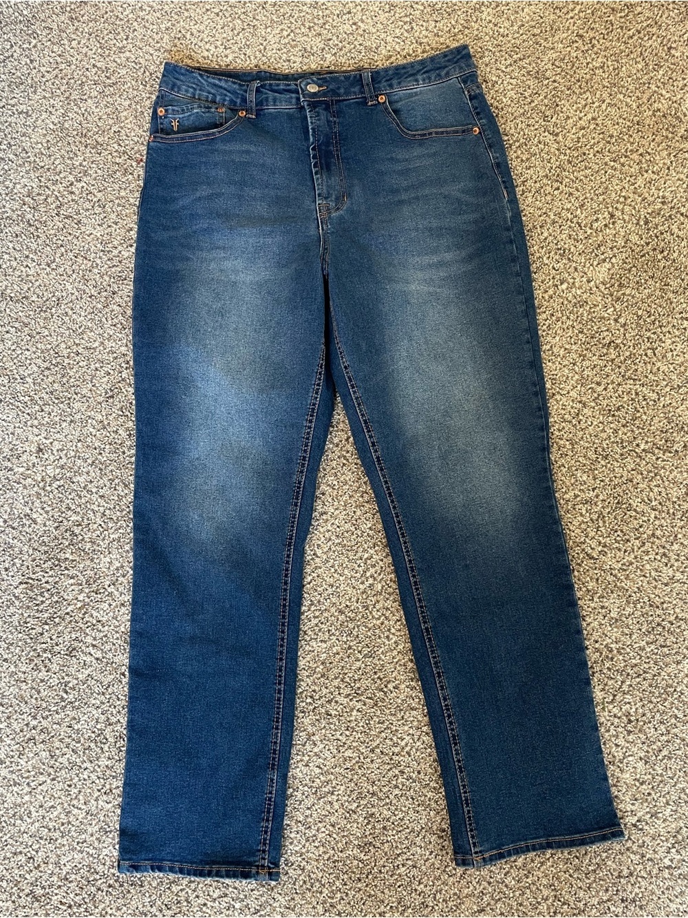 Frye Straight Leg High Rise Medium Wash Denim Blue Jeans 12/31